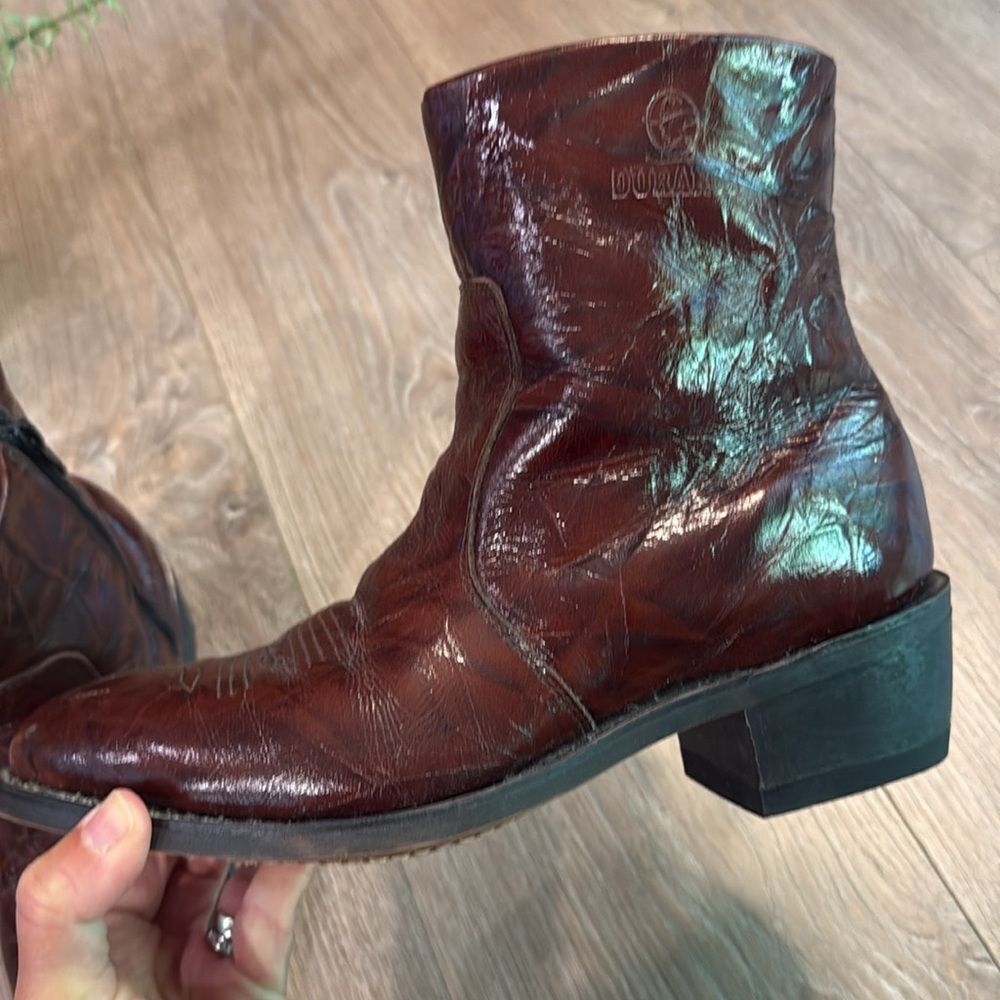 DURANGO MENS GEUINE LEATHER WINE/DARK RED WESTERN BOOTS SIZE 7 WIDE EEEUC - Picture 6 of 11